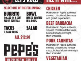 Pepe's Mexican Grill menu