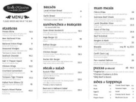 Rosie O'grady's Taradale menu